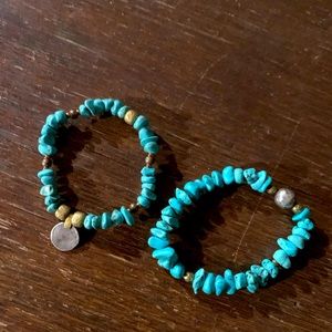 2 great sterling silver turquoise SILPADA stretch bracelets! Originally 3